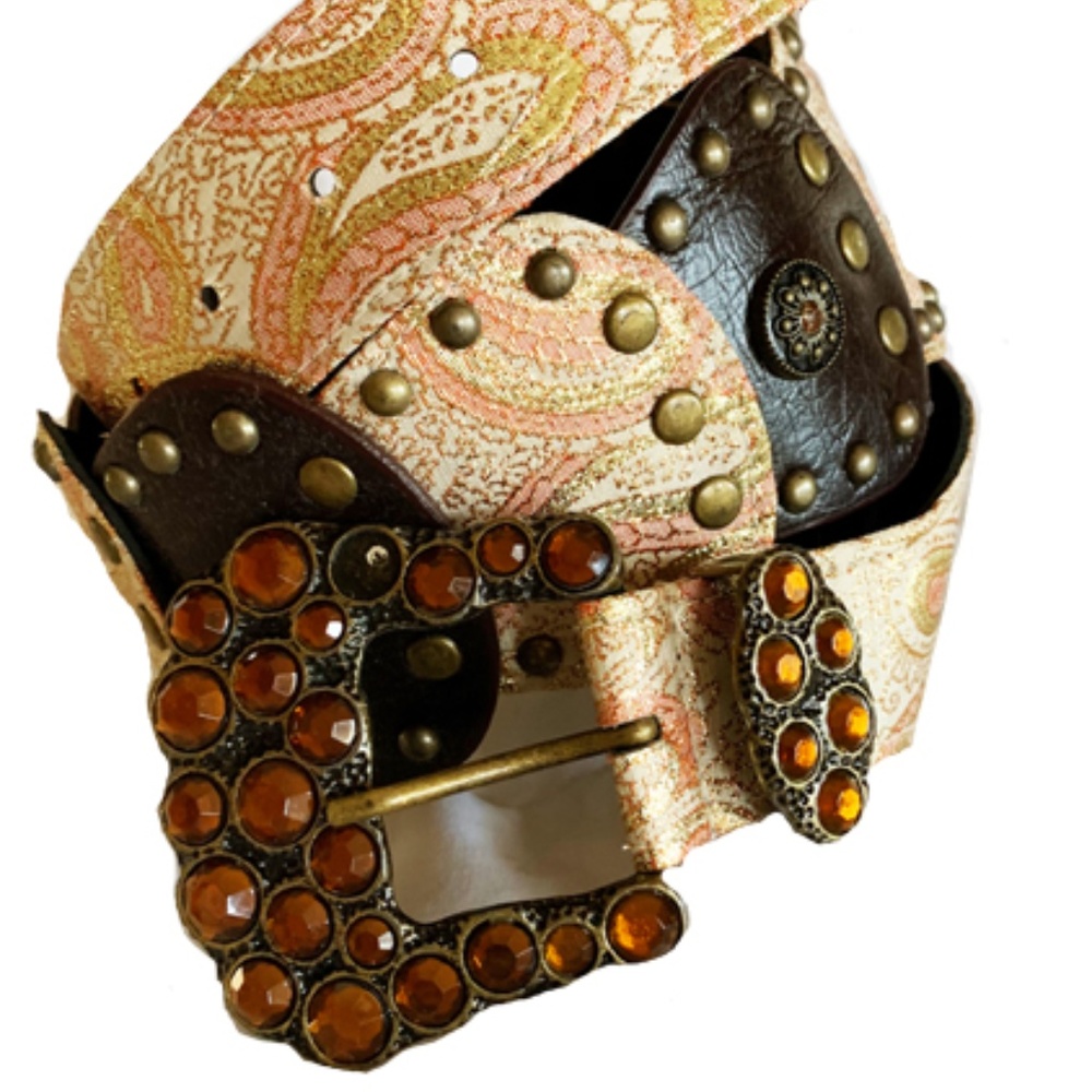 Pink & Green Paisley Wide Belt